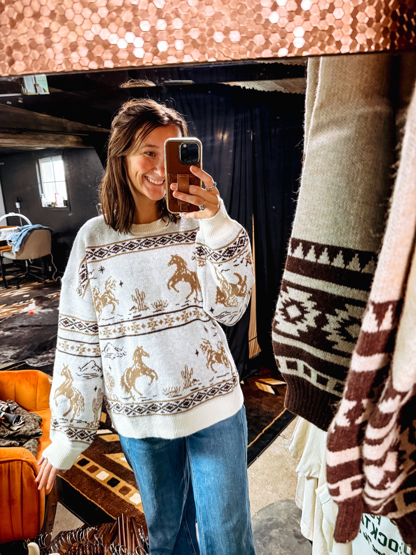 Oversized Western Knit Sweater