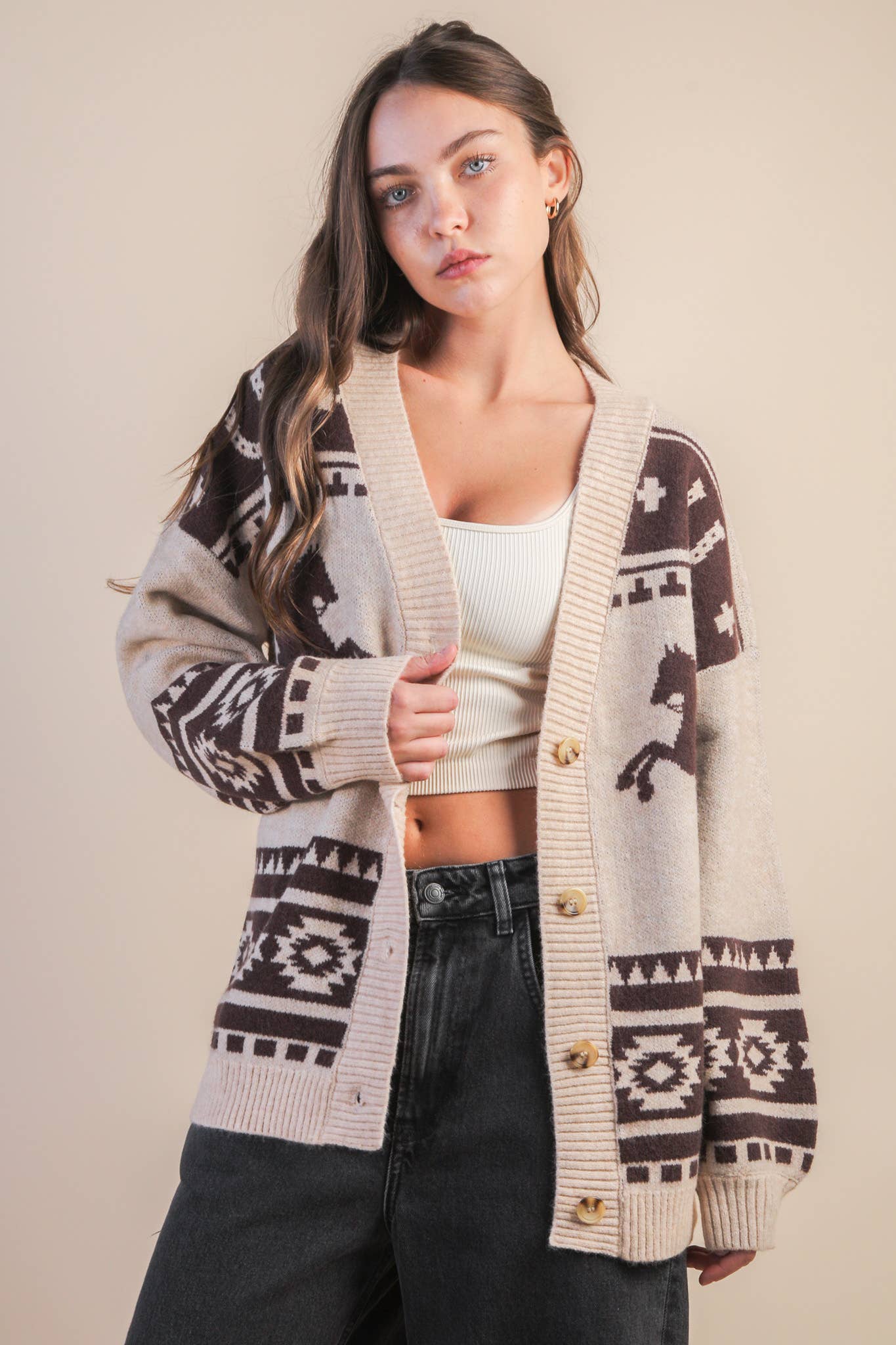 Oversized Western Sweater Cardigan