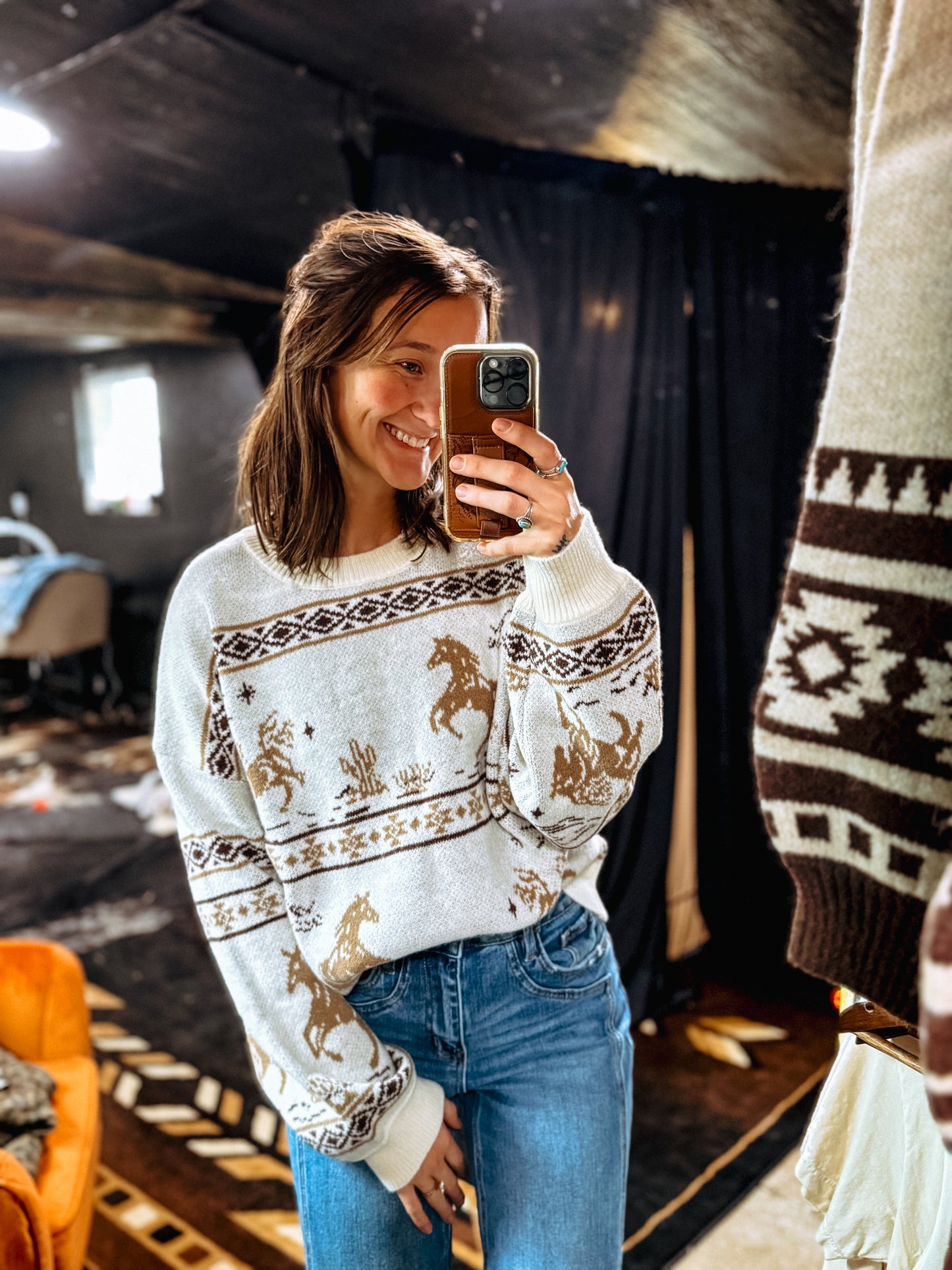 Oversized Western Knit Sweater