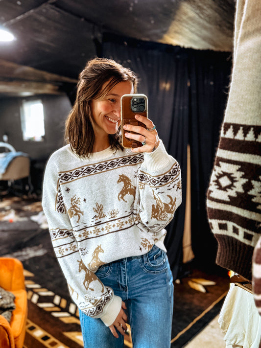 Oversized Western Knit Sweater