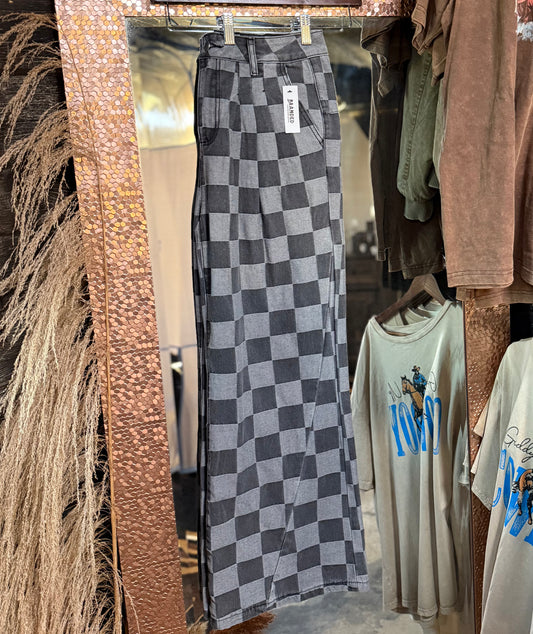 Checkered Wide Leg Pants