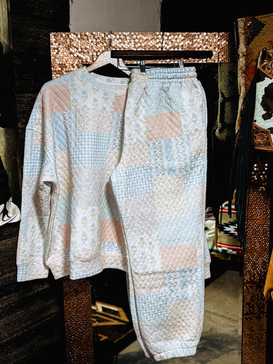 Shades Of Blue Quilted Pastel Joggers