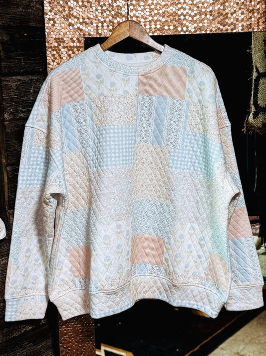 Shades Of Blue Quilted Pastel Sweatshirt